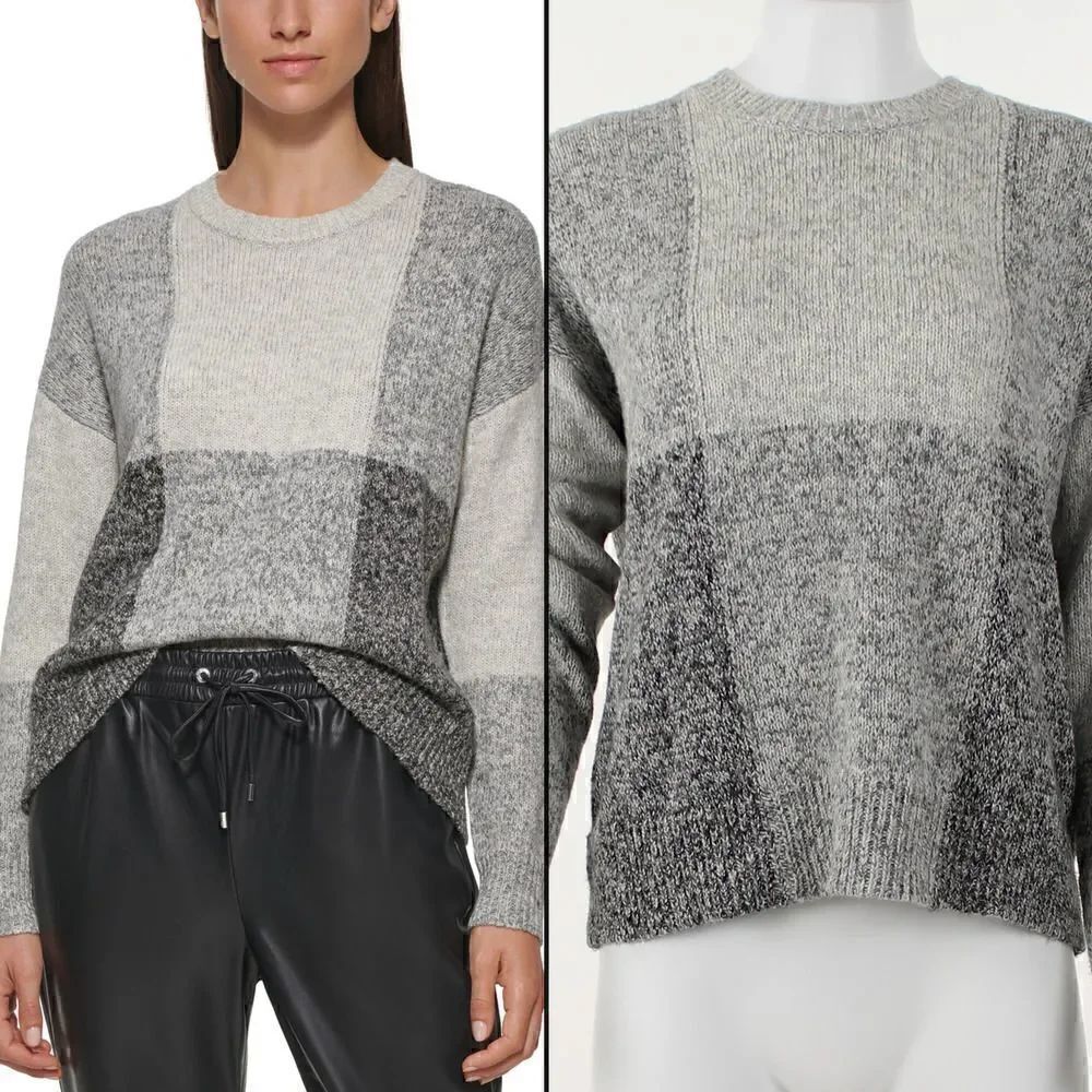 Calvin Klein Plaid Sweater  Heather Granite Multi